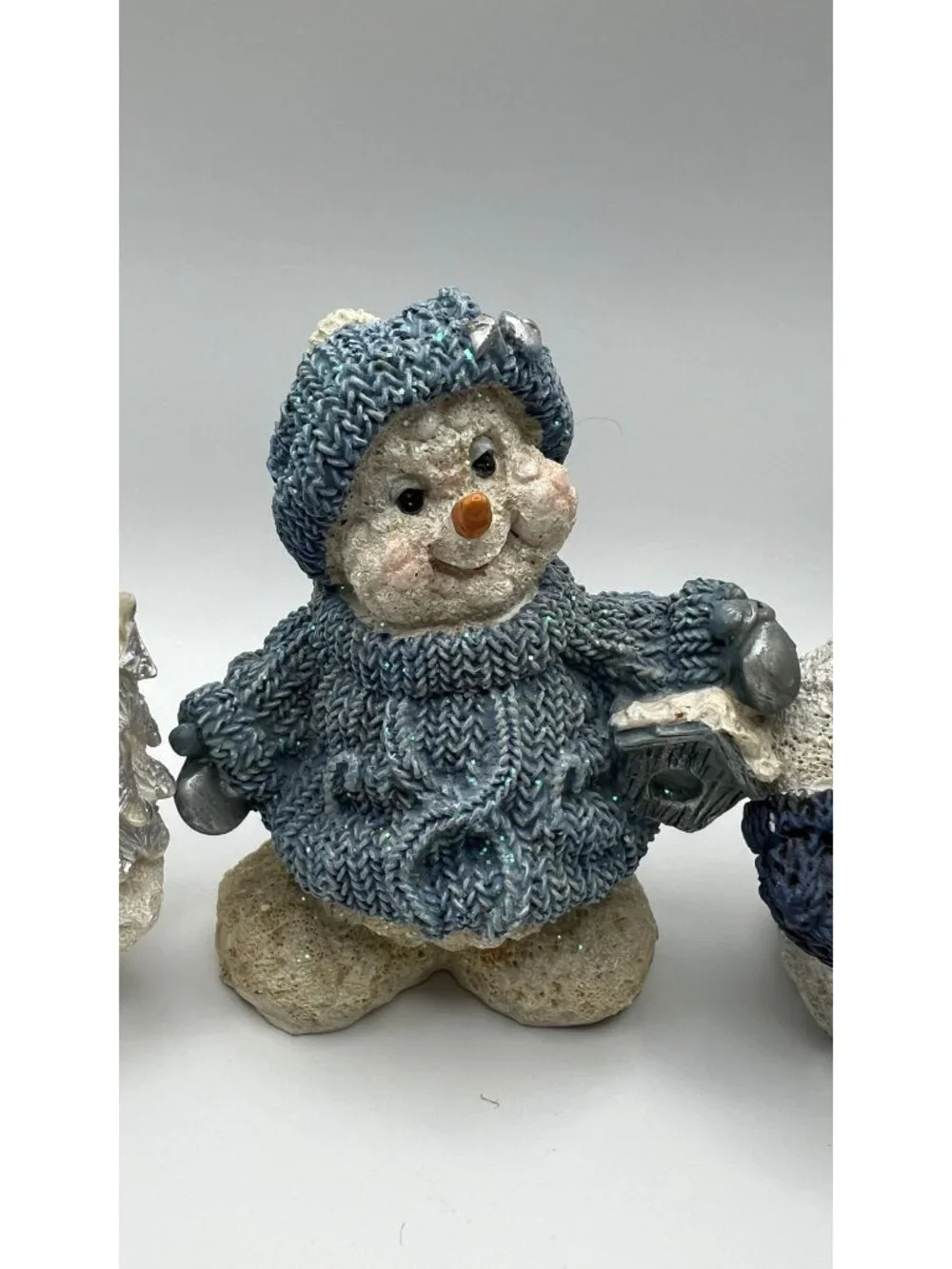 Snowman Figurine Set Of 3 With Cozy Knit Hat Details